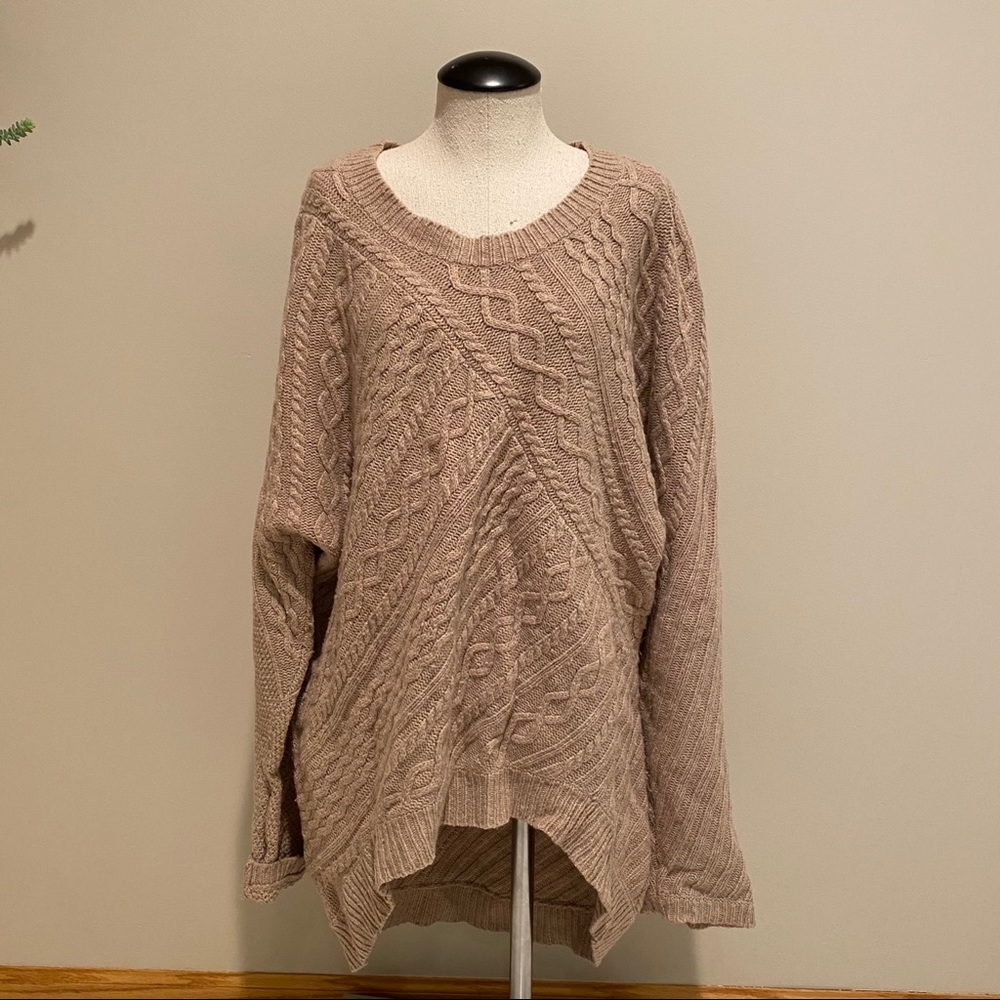 BCBGMAXAZRIA Cable Knit Cowl Tunic Sweater